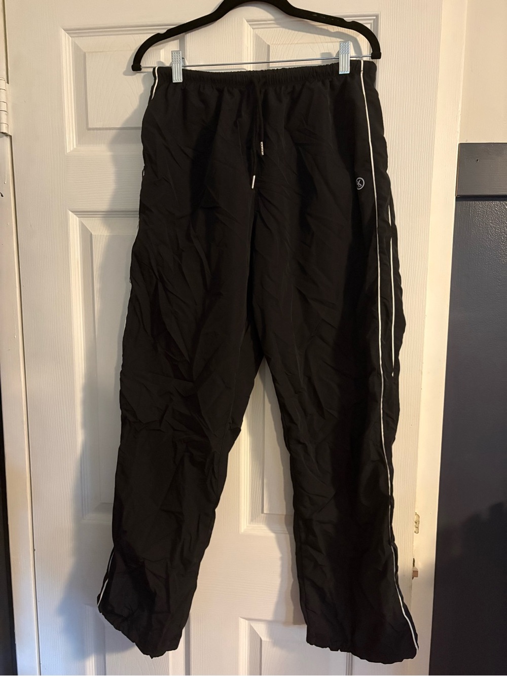 Black Women's Track/windbreaker Joggers with White Side Stripes